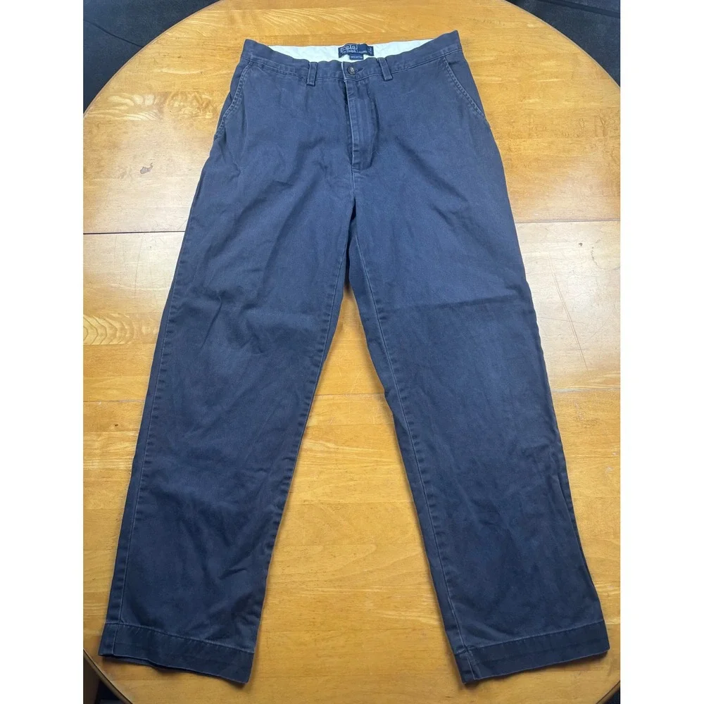 Polo Ralph Lauren Mens Classic Chino Navy Blue Straight Leg Cotton Pants 29x27